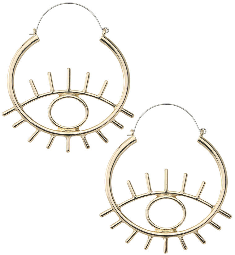 Gold PVD Evil Eye Plug Hoops