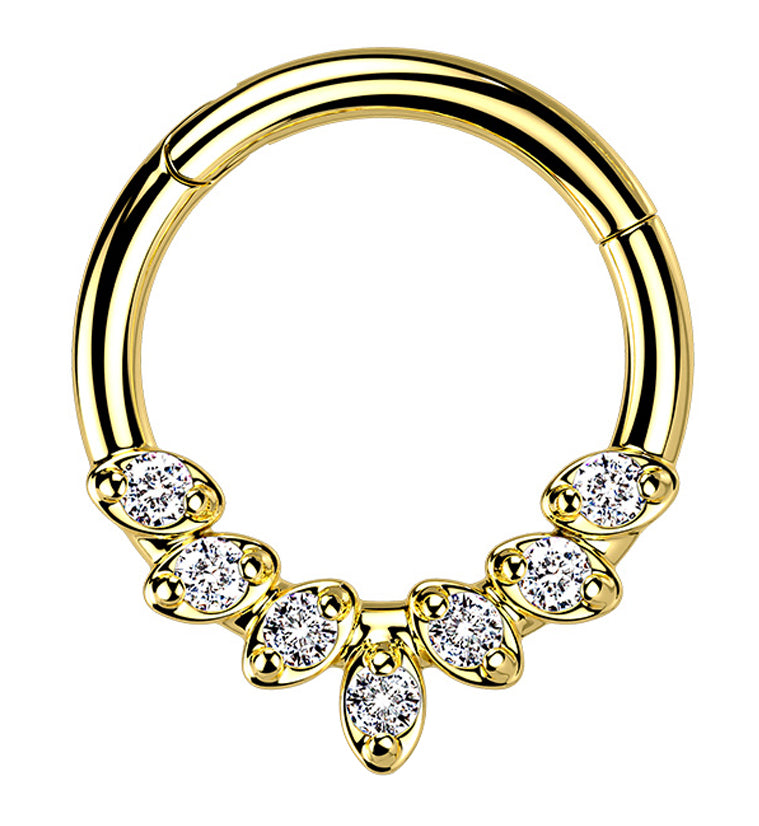 Gold PVD Frill CZ Hinged Segment Ring