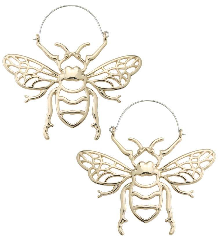 Gold PVD Geo Bee Plug Hoops