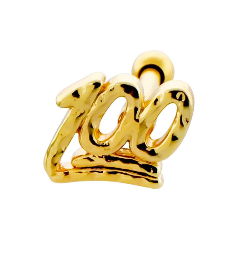 Gold PVD Hammered 100 Cartilage Barbell