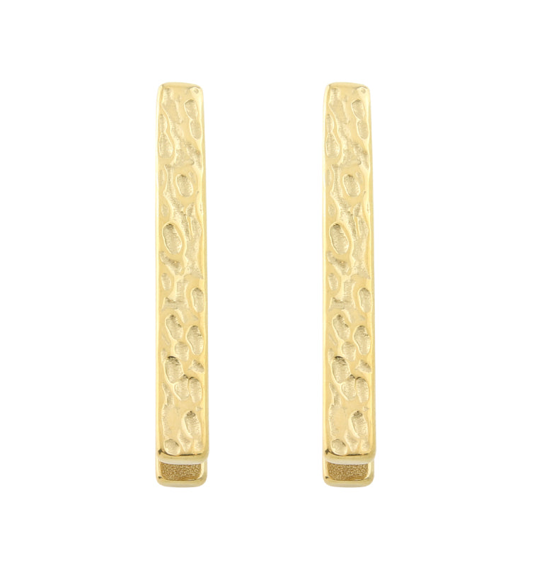 Gold PVD Hammered Tower Bar Ear Weights