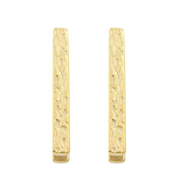 Gold PVD Hammered Tower Bar Ear Weights