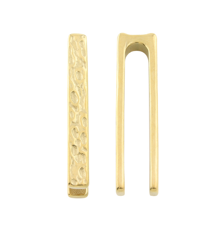 Gold PVD Hammered Tower Bar Ear Weights