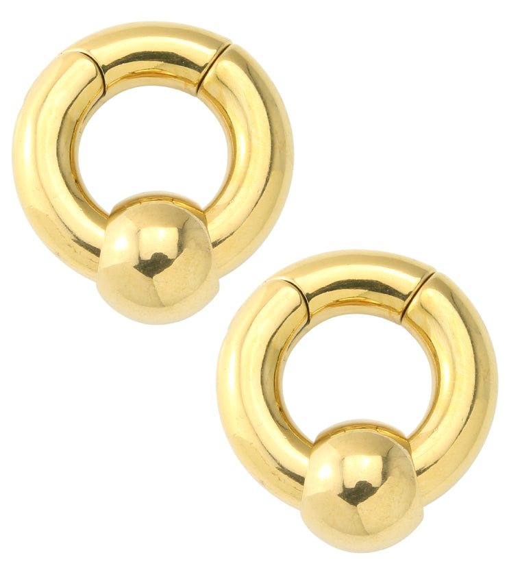 Gold PVD Hinged Slide Bead Stainless Steel Hoop Ear Weights