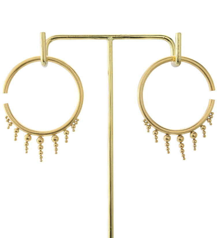 Gold PVD Icicle Bead Hoop Stainless Steel Ear Weights
