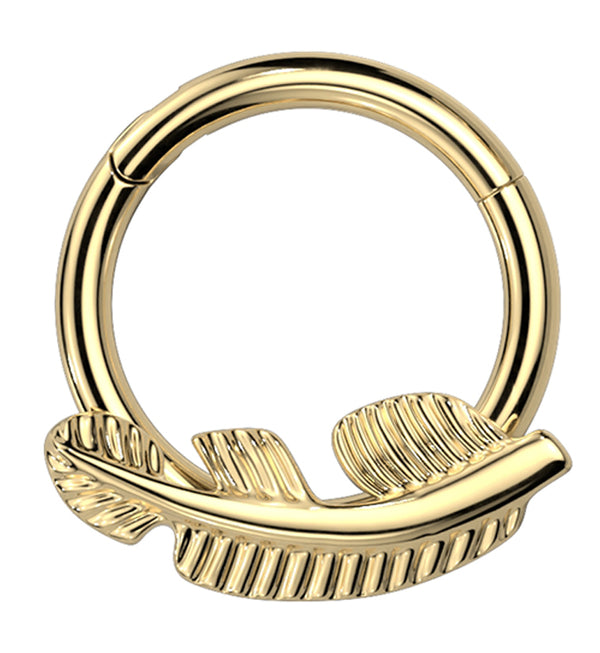 Gold PVD Leaf Titanium Hinged Segment Ring
