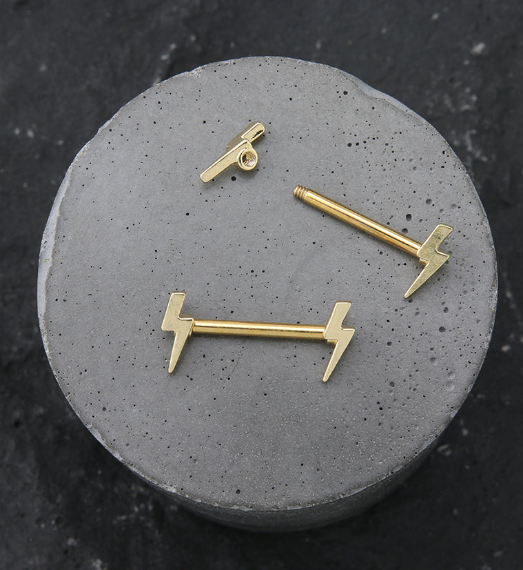 Gold PVD Lightning Bolt Nipple Barbell