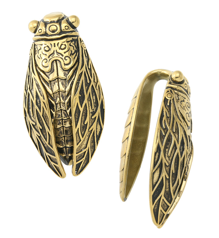 Gold PVD Locust Stainless Steel Ear Weights