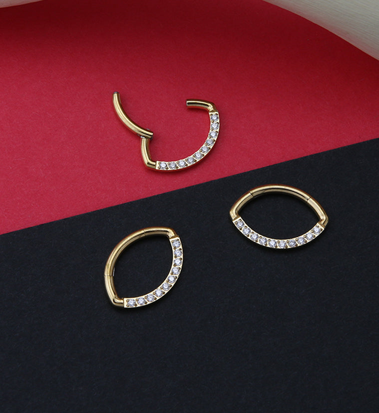 Gold PVD Oculus CZ Titanium Hinged Segment Ring