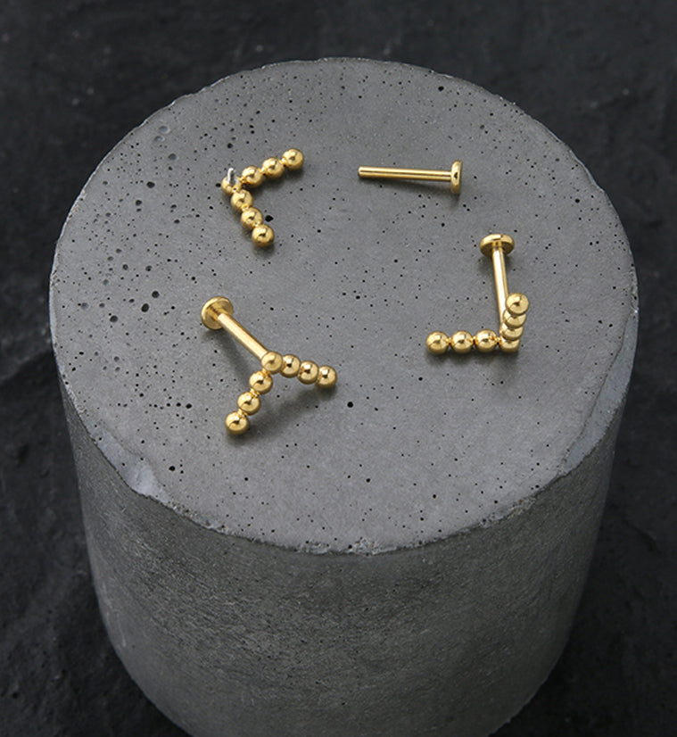 Gold PVD Point Beaded Titanium Internally Threaded Labret