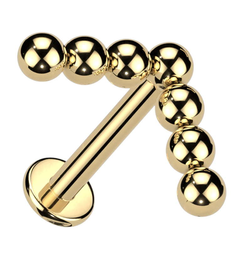 Gold PVD Point Beaded Titanium Internally Threaded Labret