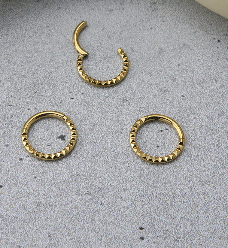Gold PVD Polyhedra Titanium Hinged Segment Ring