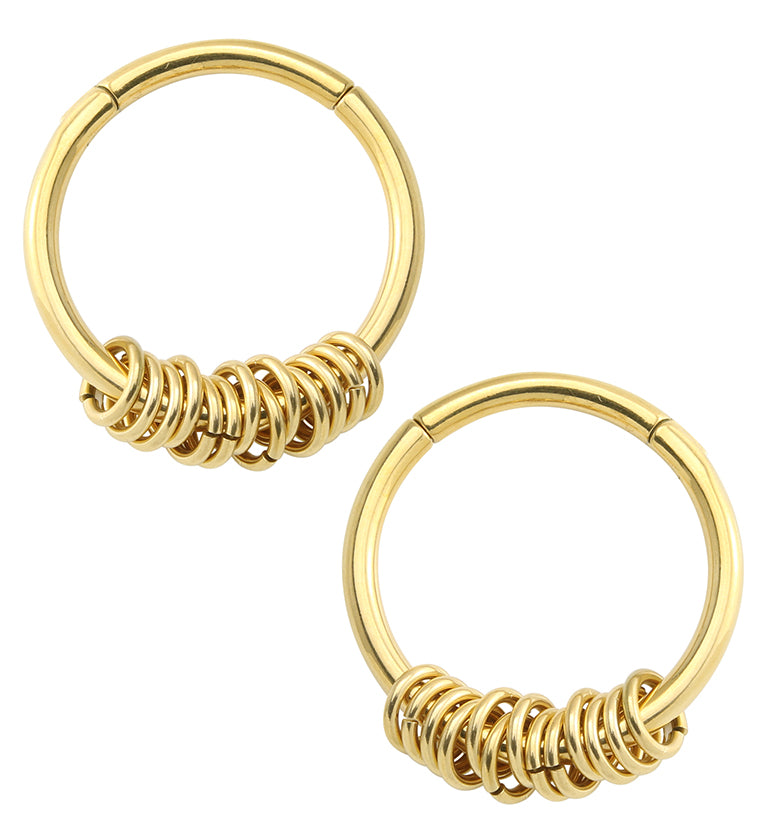 Gold PVD Rings Hinged Stainless Steel Hoop Ear Weights