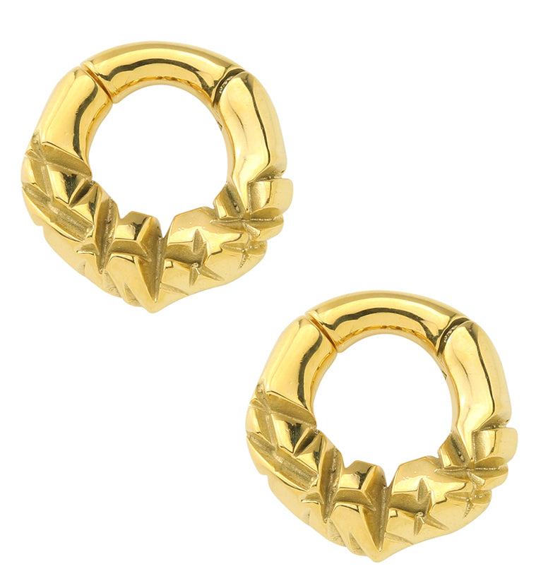 Gold PVD Slash Hinged Ear Weights