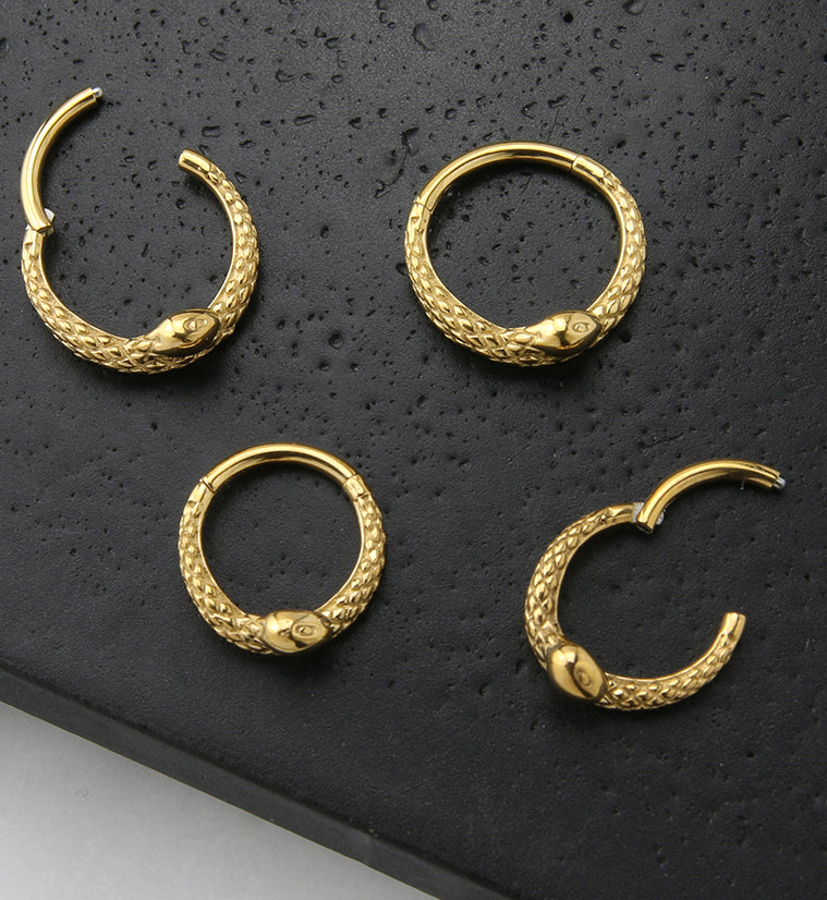 Gold PVD Snake Stainless Steel Hinged Segment Ring