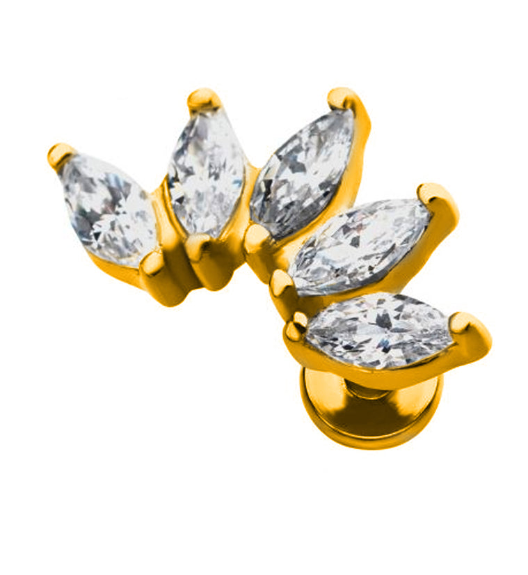 Gold PVD Spiked CZ Labret Post