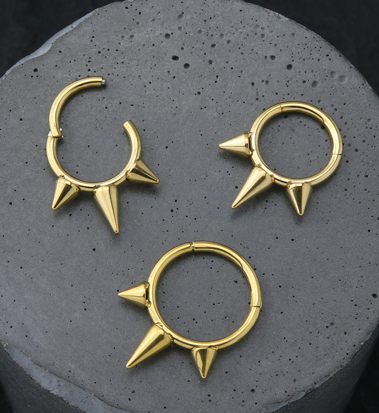 Gold PVD Spiked Hinged Segment Ring