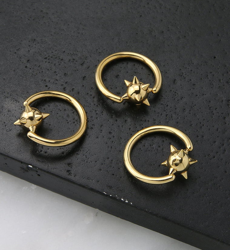 Gold PVD Spikey Ball Captive Ring
