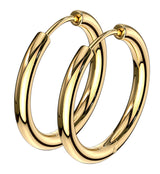 Gold PVD Stainless Steel Hinged Hoop Earrings
