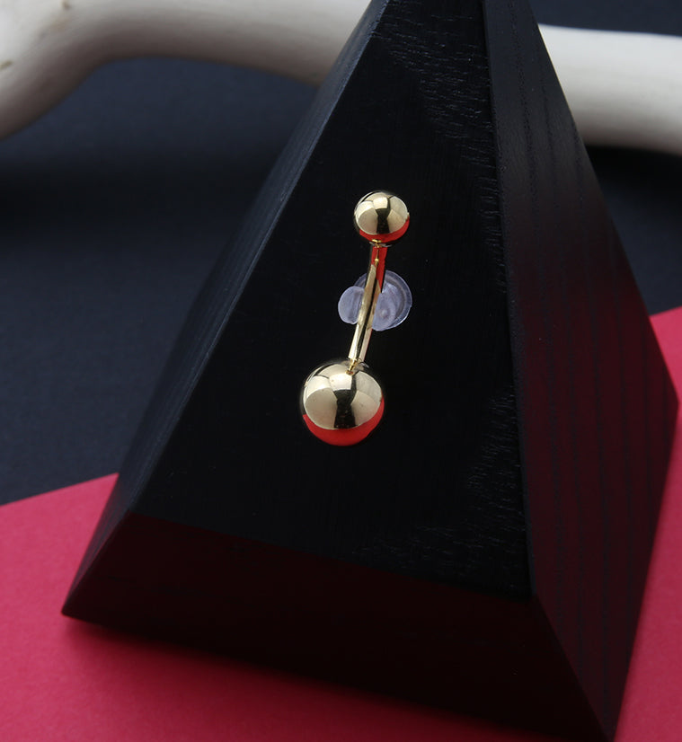 Gold PVD Titanium Internally Threaded Belly Button Ring