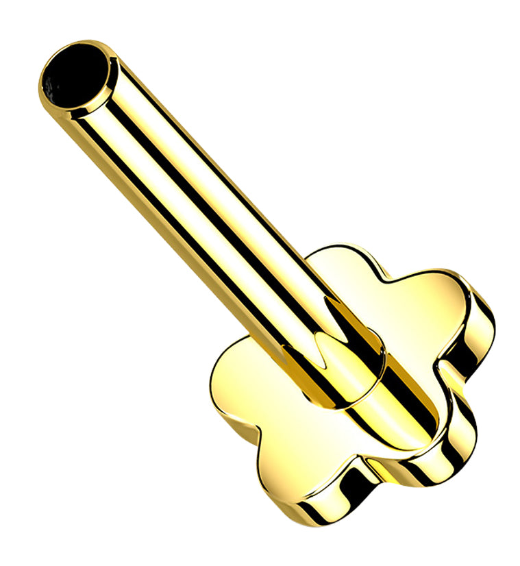 Gold PVD Titanium Threadless Flower Back Labret (Back Only)