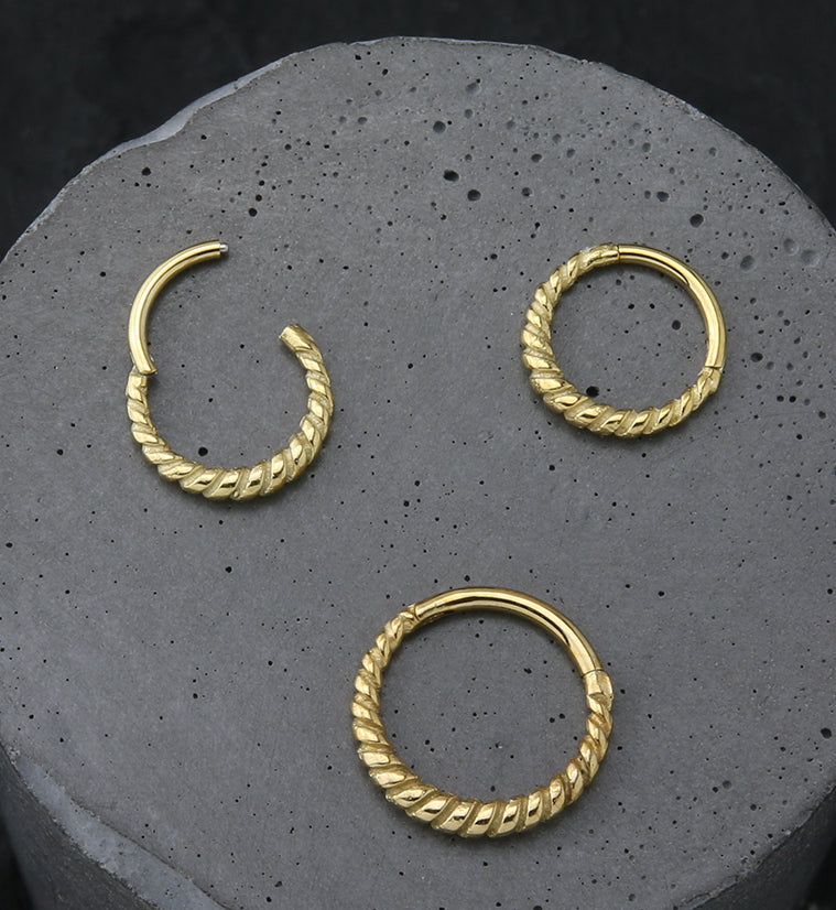 Gold PVD Twine Hinged Segment Ring