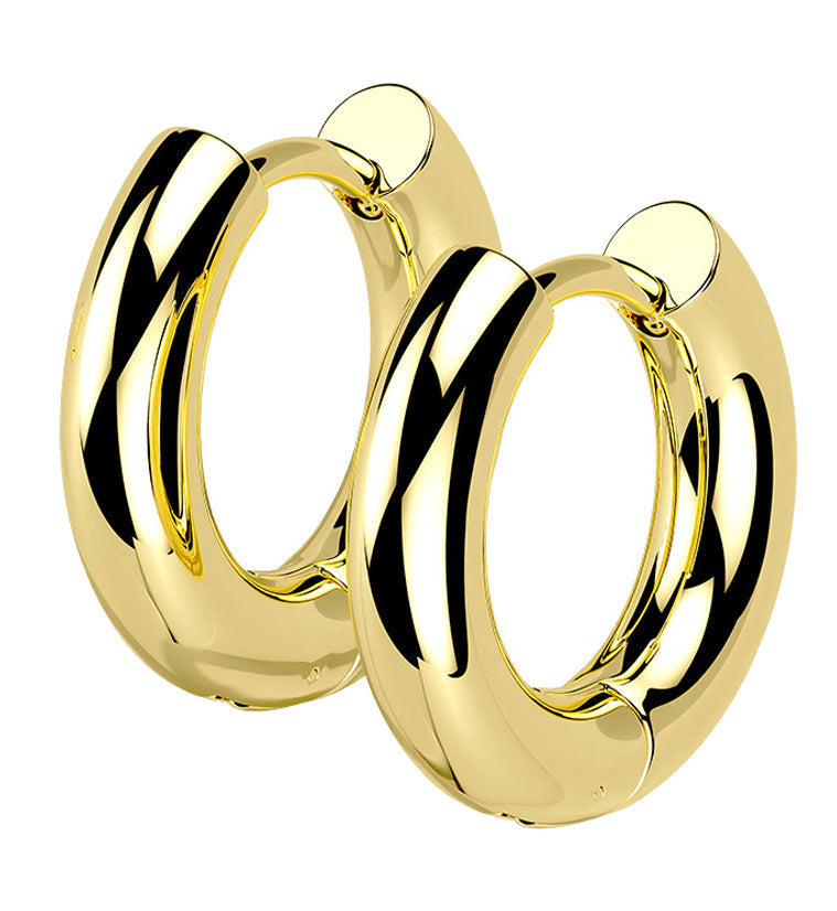 Gold PVD Vast Stainless Steel Hinged Hoop Earrings