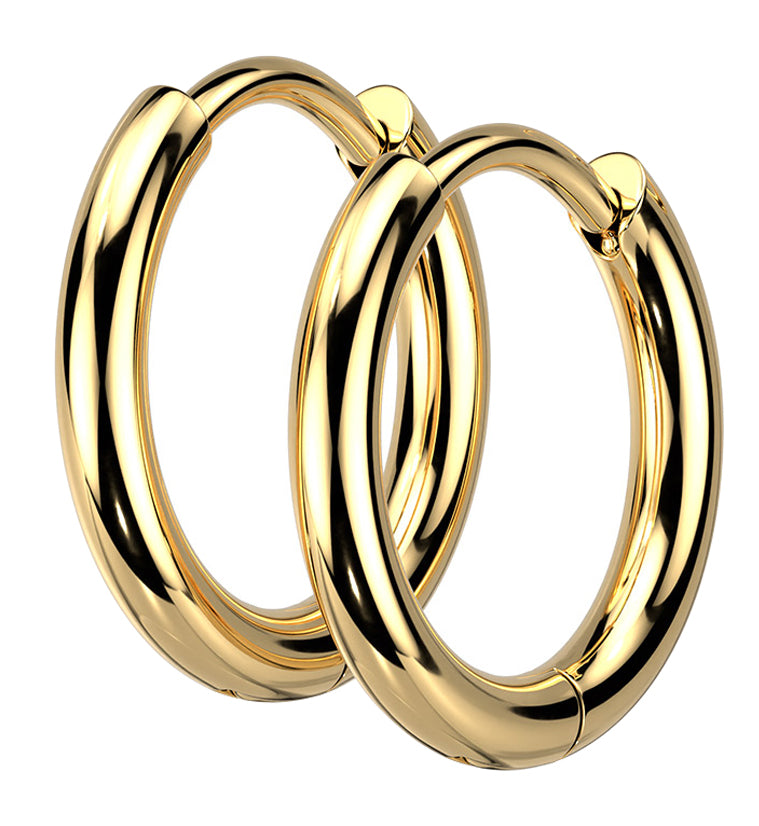 Gold PVD Vast Stainless Steel Hinged Hoop Earrings