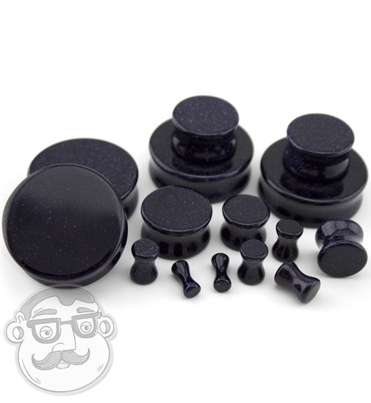 Blue Goldstone Glass Plugs