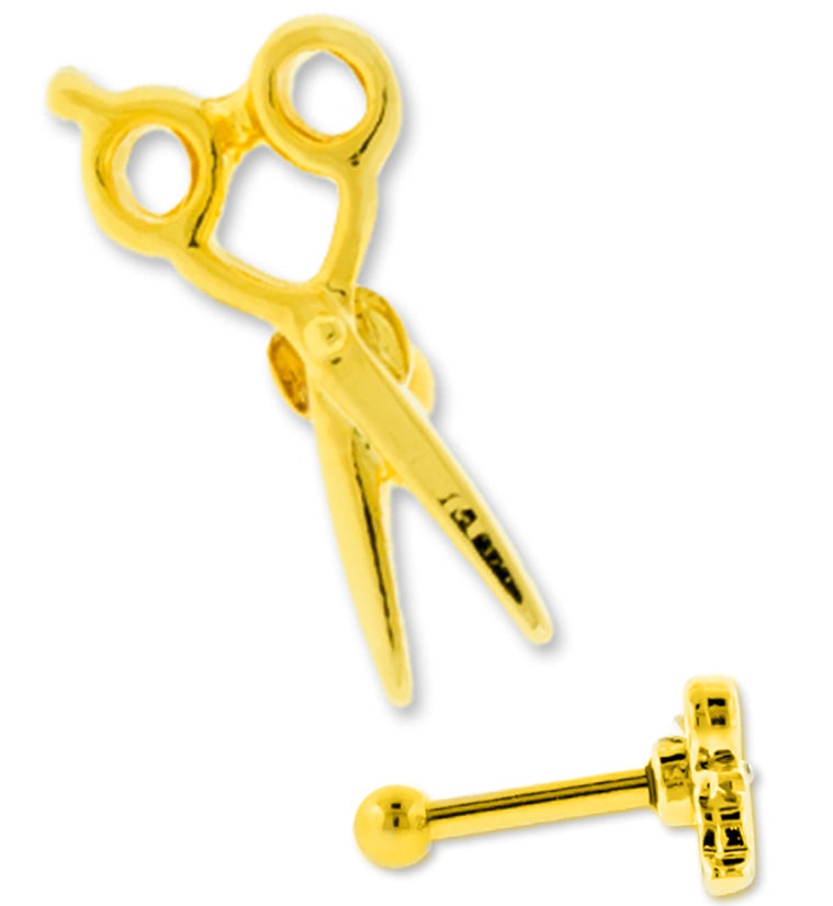 16G PVD Gold Scissors Cartilage Barbell