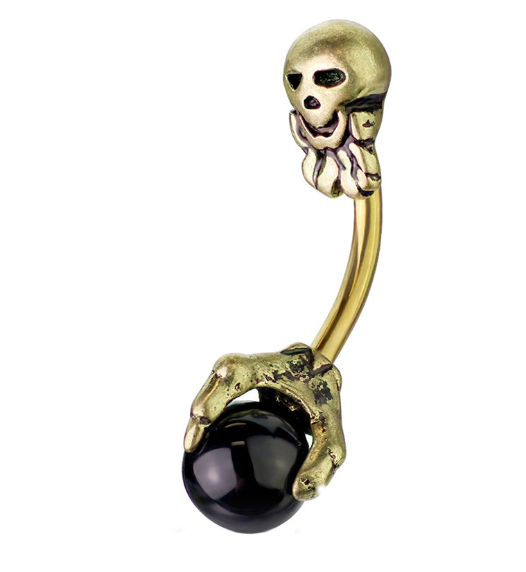 Golden Skull Claw Belly Button Ring