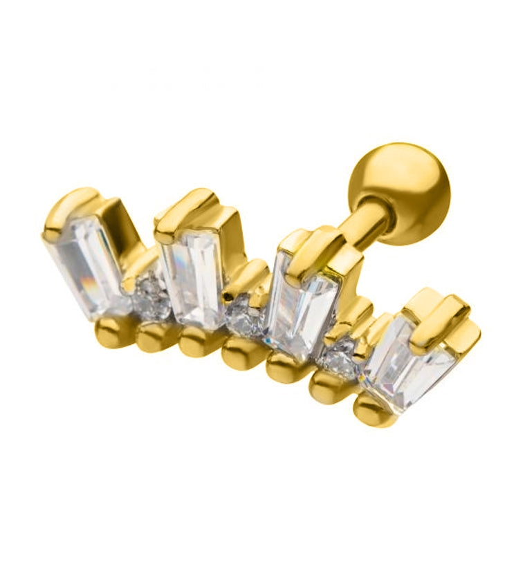 18G Gold PVD Spark CZ Cartilage Barbell