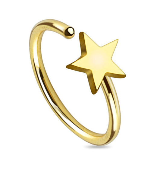 Gold Star Nose Ring Hoop