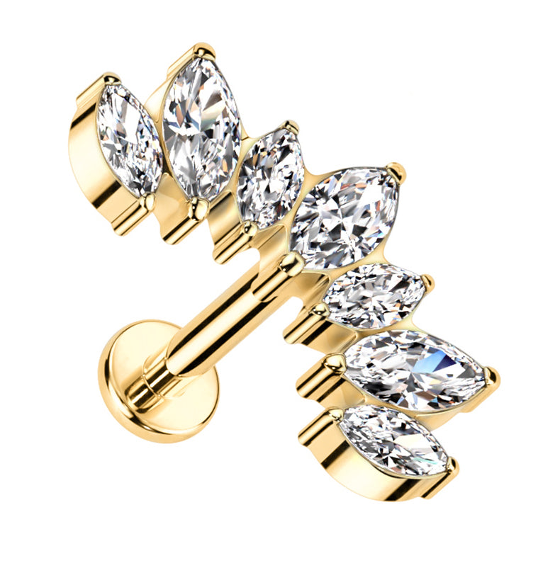 Gold PVD Anadem CZ Threadless Titanium Labret