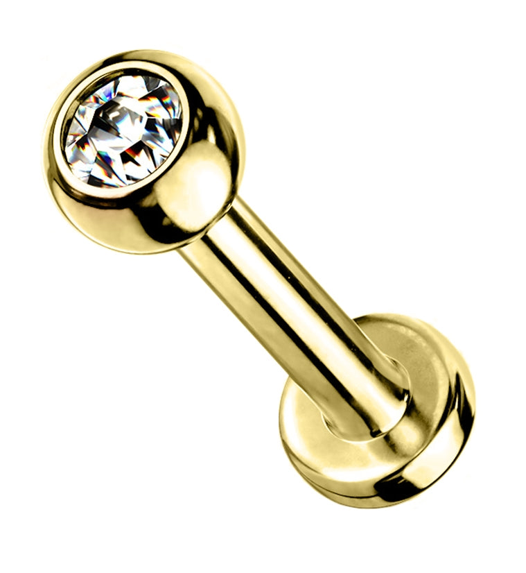 16G Gold PVD CZ Titanium Labret