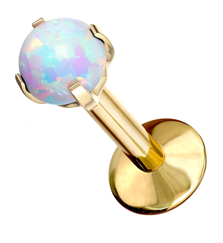 16G Gold PVD Opalite Prong Set Titanium Labret