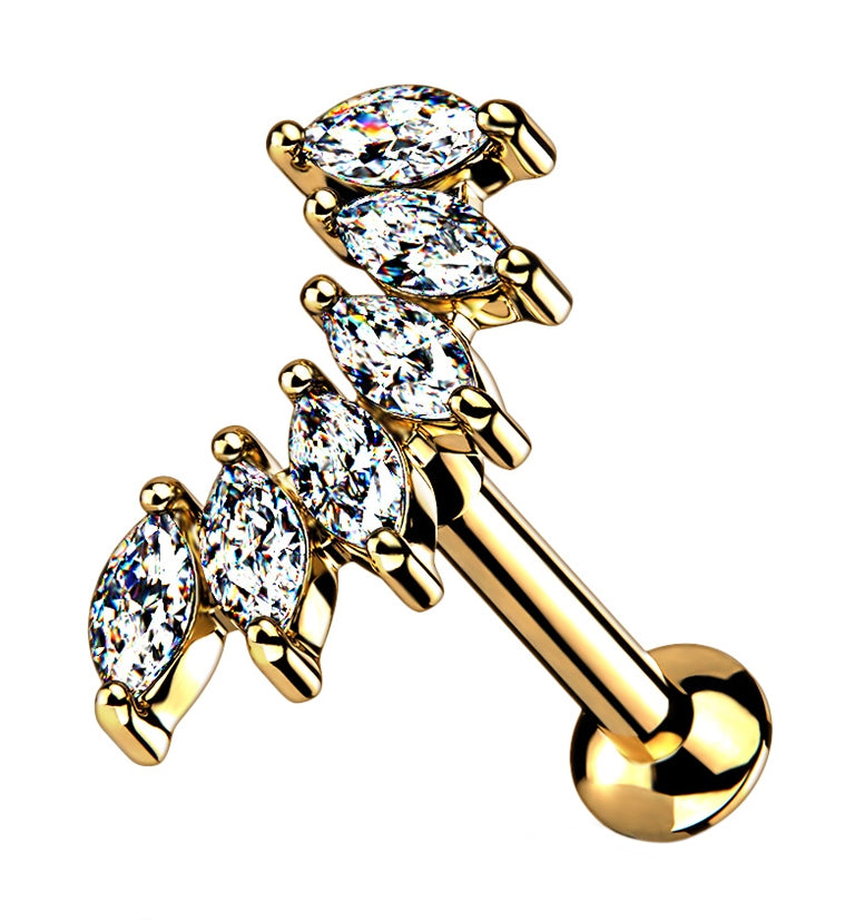 Gold PVD Track CZ Labret Post