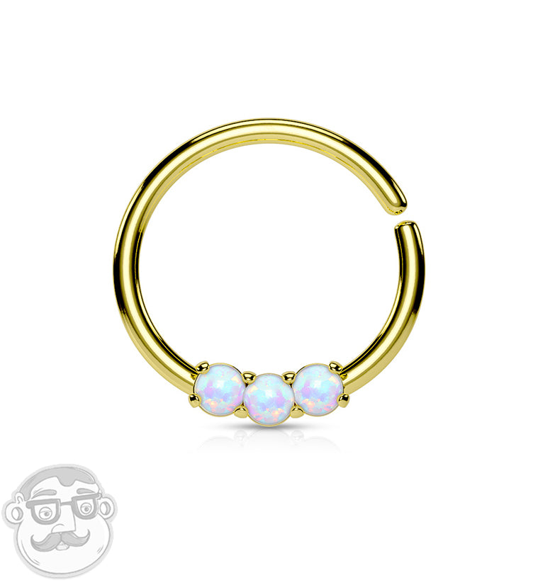Gold PVD Triple Opal Septum Ring