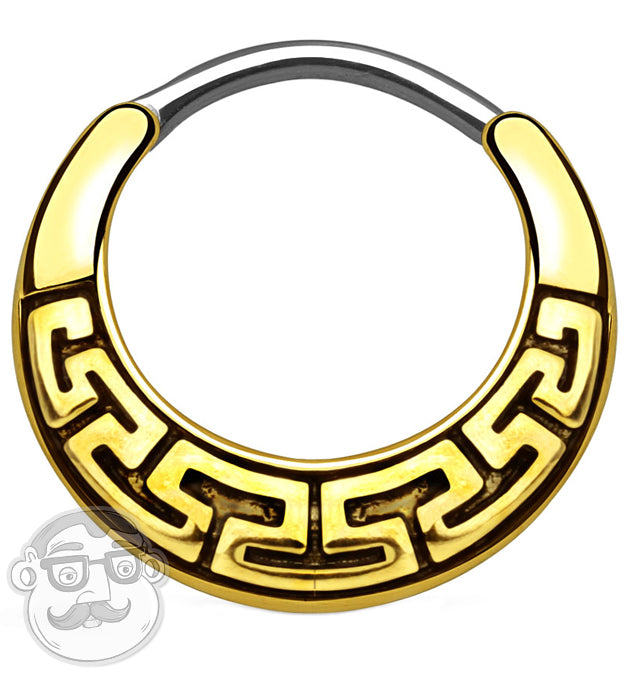16G Gold Aztec Brass Septum Clicker