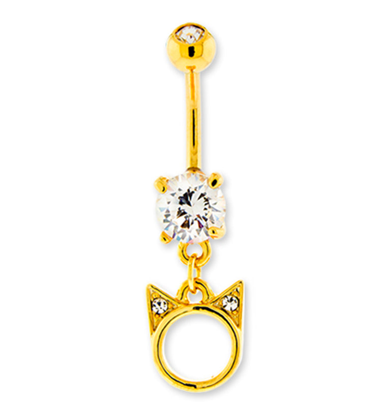 Gold PVD Kitty Cat Belly Button Ring