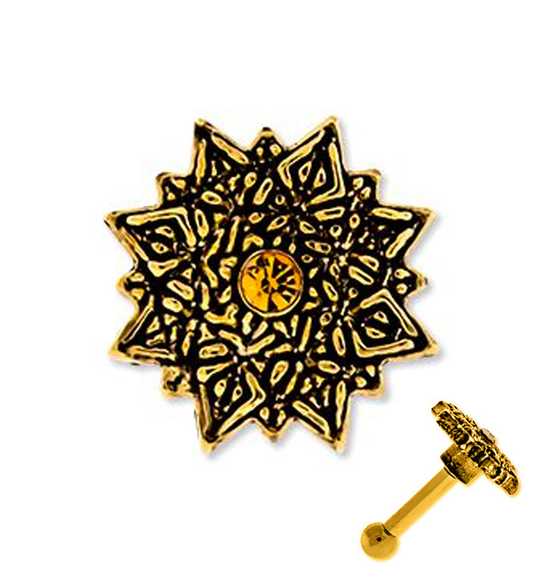 16G Golden Flare PVD Cartilage Barbell