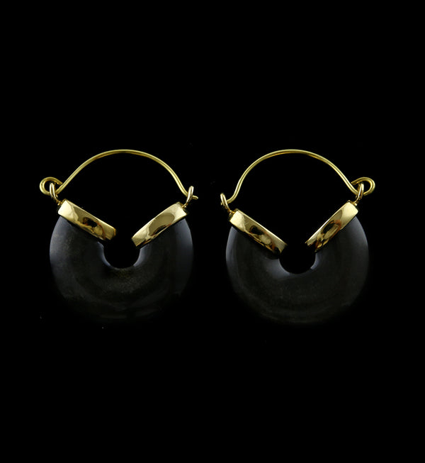 20G Golden Obsidian Halo Hangers / Earrings