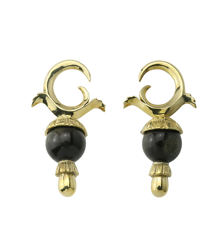 Golden Obsidian Stone Totum Ear Weights