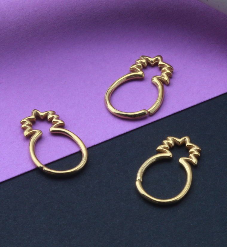 Golden Pineapple Seamless Hoop Ring