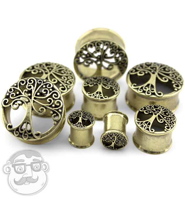 Tree of Life Gold Plated Tunnel Plugs