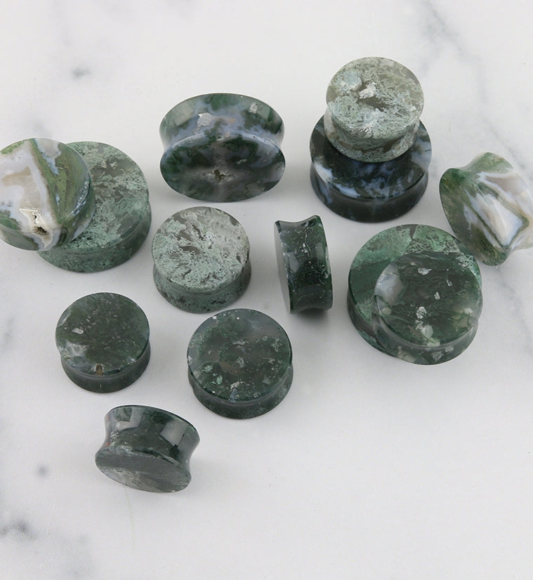 Grade A Green Moss Agate Stone Plugs