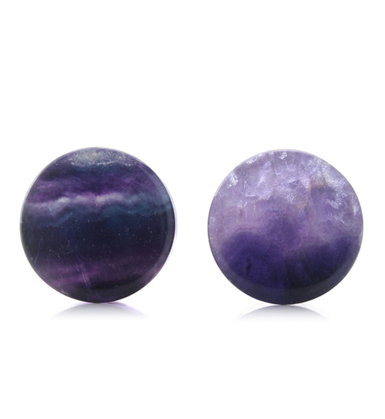 Grade A Rainbow Fluorite Stone Plugs 3/4" (19.5mm) - Version 2