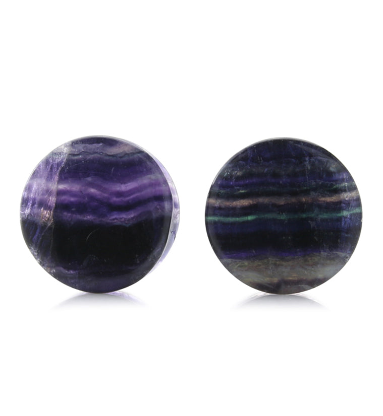 Grade A Rainbow Fluorite Stone Plugs 3/4" (19mm) - Version 1
