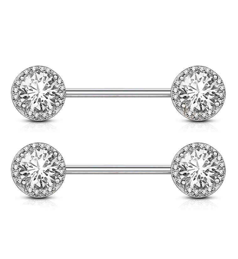 14G Grand Zircon Nipple Ring Barbell