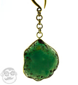 Green Agate Stone Brass Hangers